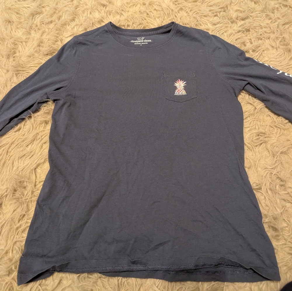 Vineyard Vines Gray Long Sleeve with Pineapple Pocket